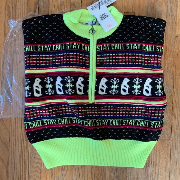 Urban Outfitter Sweater, BDG Sweater, Crop Sweater, Penguin Sweater, Neon top - Picture 2 of 7
